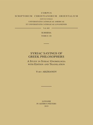 cover image of Syriac Sayings of Greek Philosophers